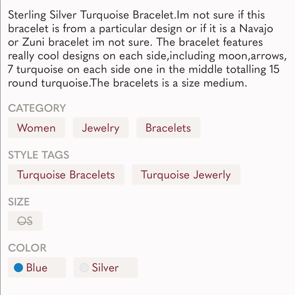 925 Turquoise Cuff Bracelet - Picture 12 of 13